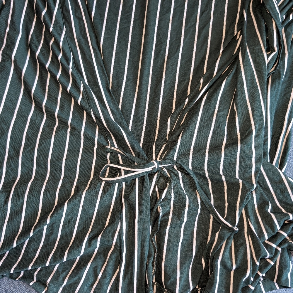 Lake Kimono Pajama Set 2XL XXL Wrap Top Pants DreamKnit Green Stripe Women Modal - Picture 6 of 10
